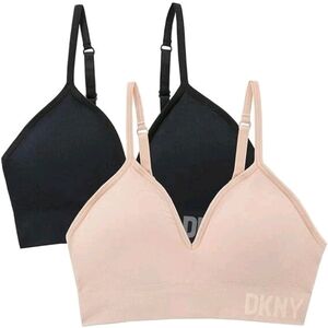 NWT DKNY Women's 2-Pack Seamless Bra, Black/Beige, Adjustable, M S
